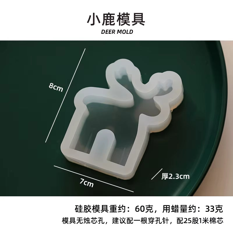 Christmas Series Candle Mold DIY Gingerbread Man Elk Aromatherapy Gypsum Crafts Cement Casting Mold Soap Making Christmas Gifts