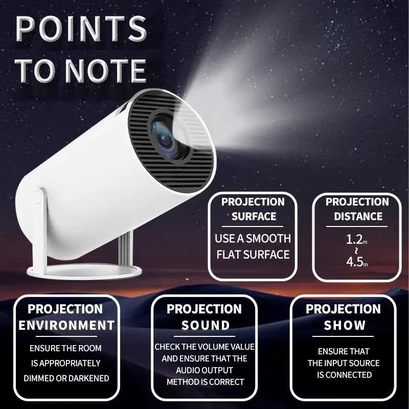 Portable Android WiFi and Bluetooth-Compatible 4K Projector